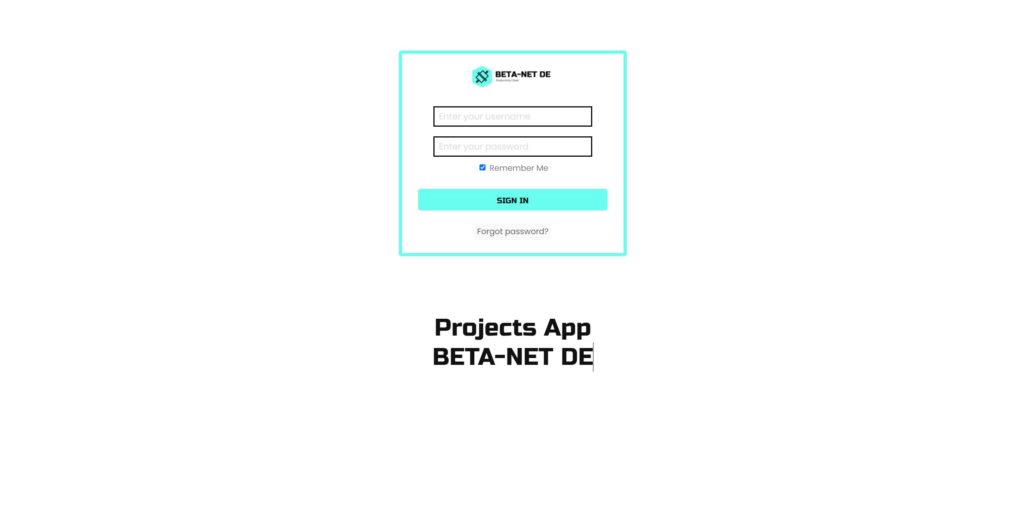Projects App Login Screen